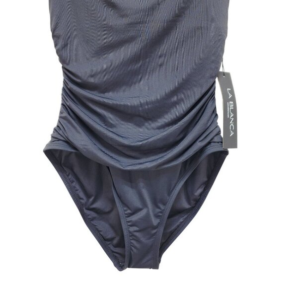 La Blanca Womens Black One-Piece Swimsuit Size 6 With Shirred Front Design - Picture 6 of 9